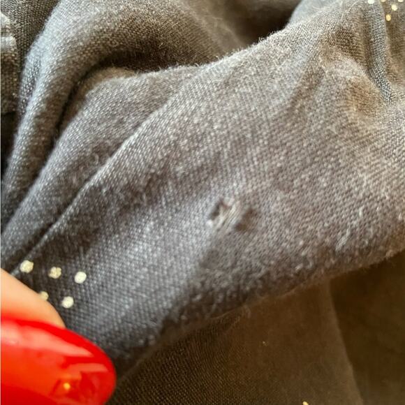 Make it Good S PDX linen blend V-neck button front dress black pattern - Picture 10 of 10